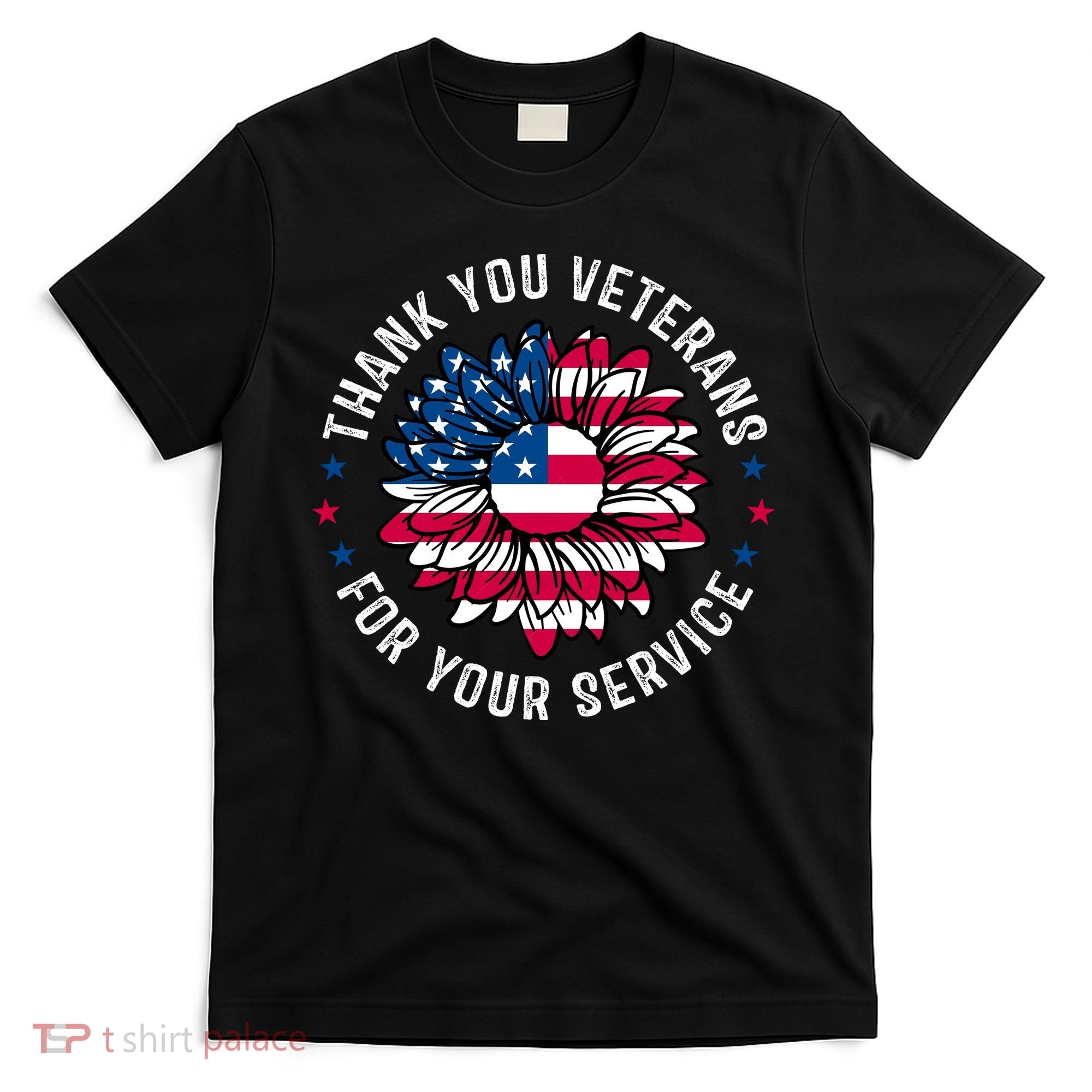 Thank You Veterans For You Service Usa Floral T-Shirt