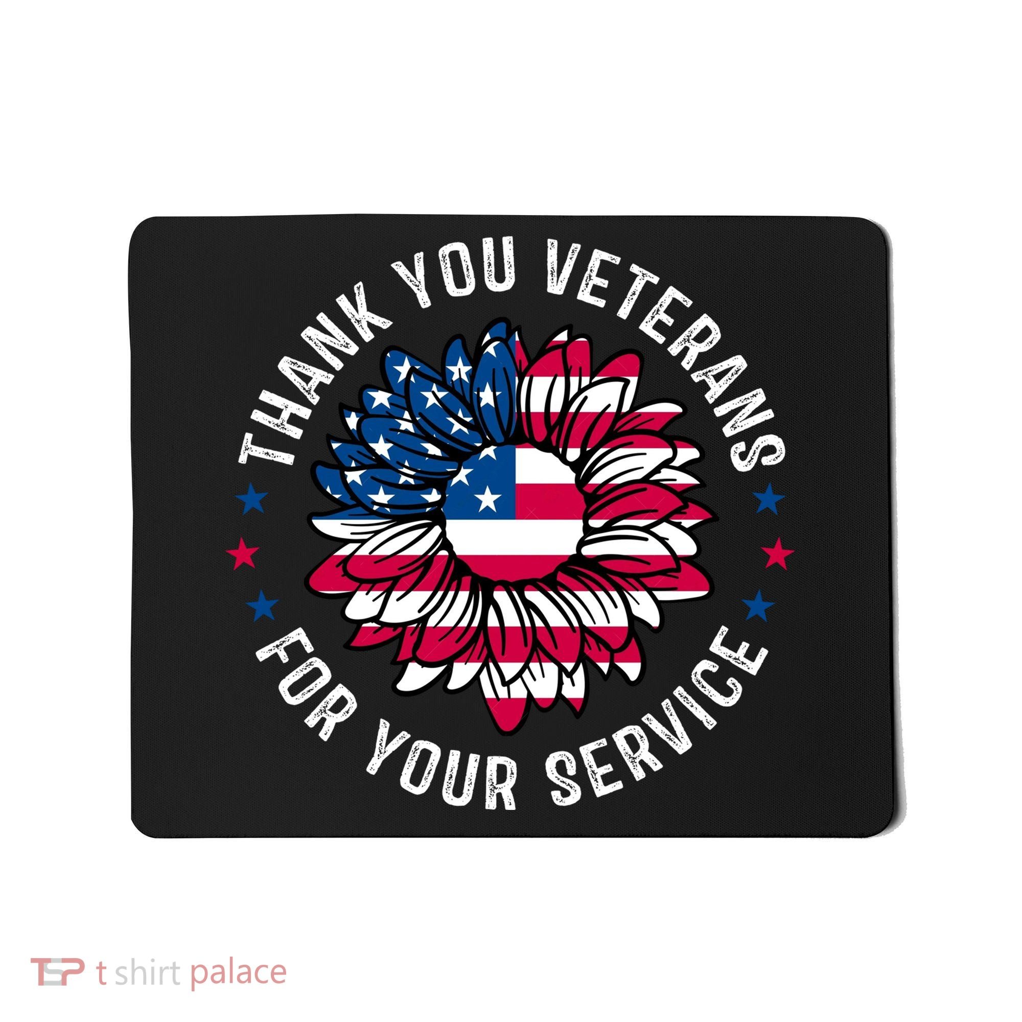 Thank You Veterans For You Service Usa Floral Mousepad
