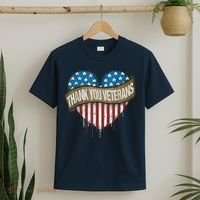 Thank You Veterans Day American Flag Heart Military Army T-Shirt thumb 2