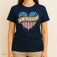 Thank You Veterans Day American Flag Heart Military Army T-Shirt thumb 4