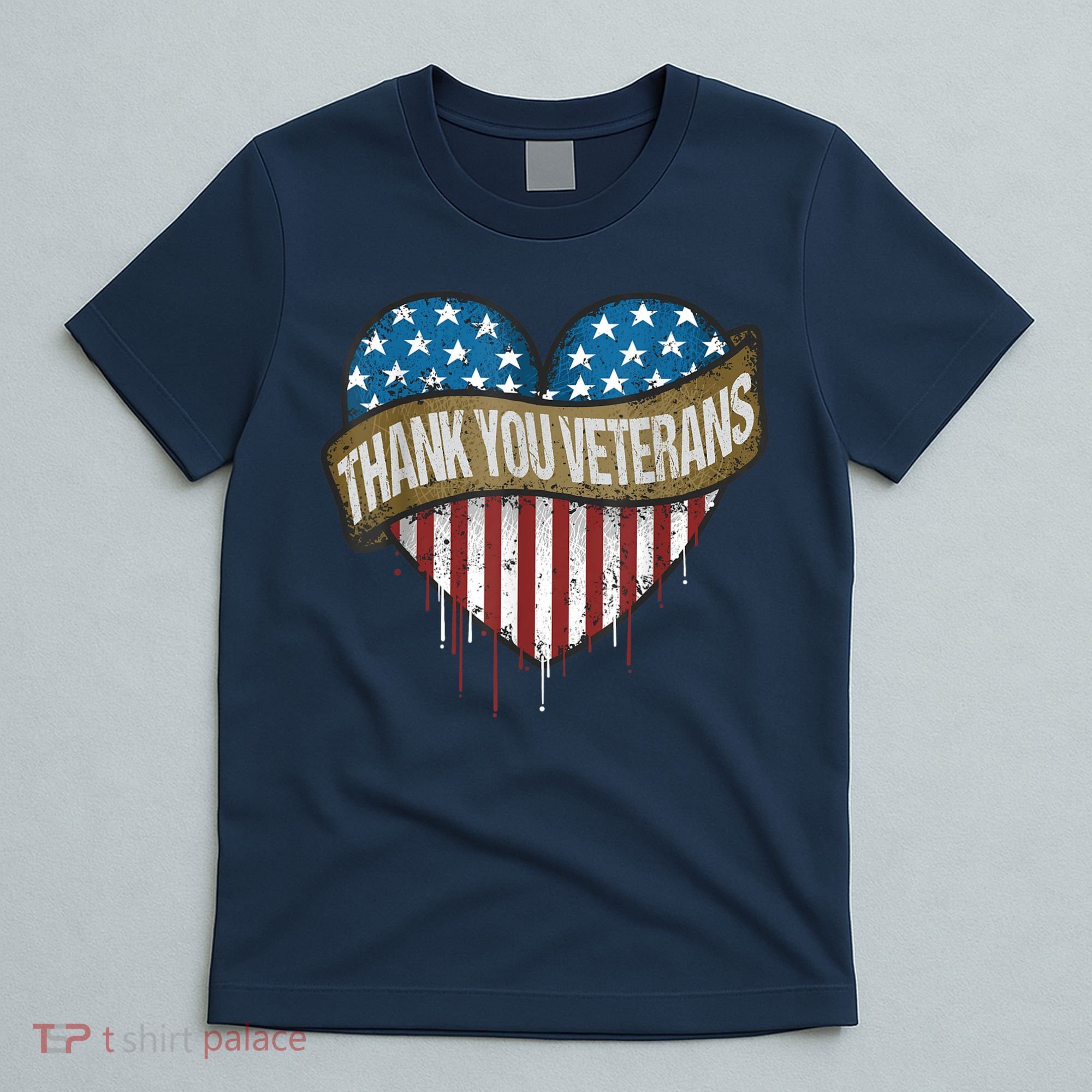 Thank You Veterans Day American Flag Heart Military Army T-Shirt
