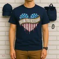 Thank You Veterans Day American Flag Heart Military Army T-Shirt thumb 6
