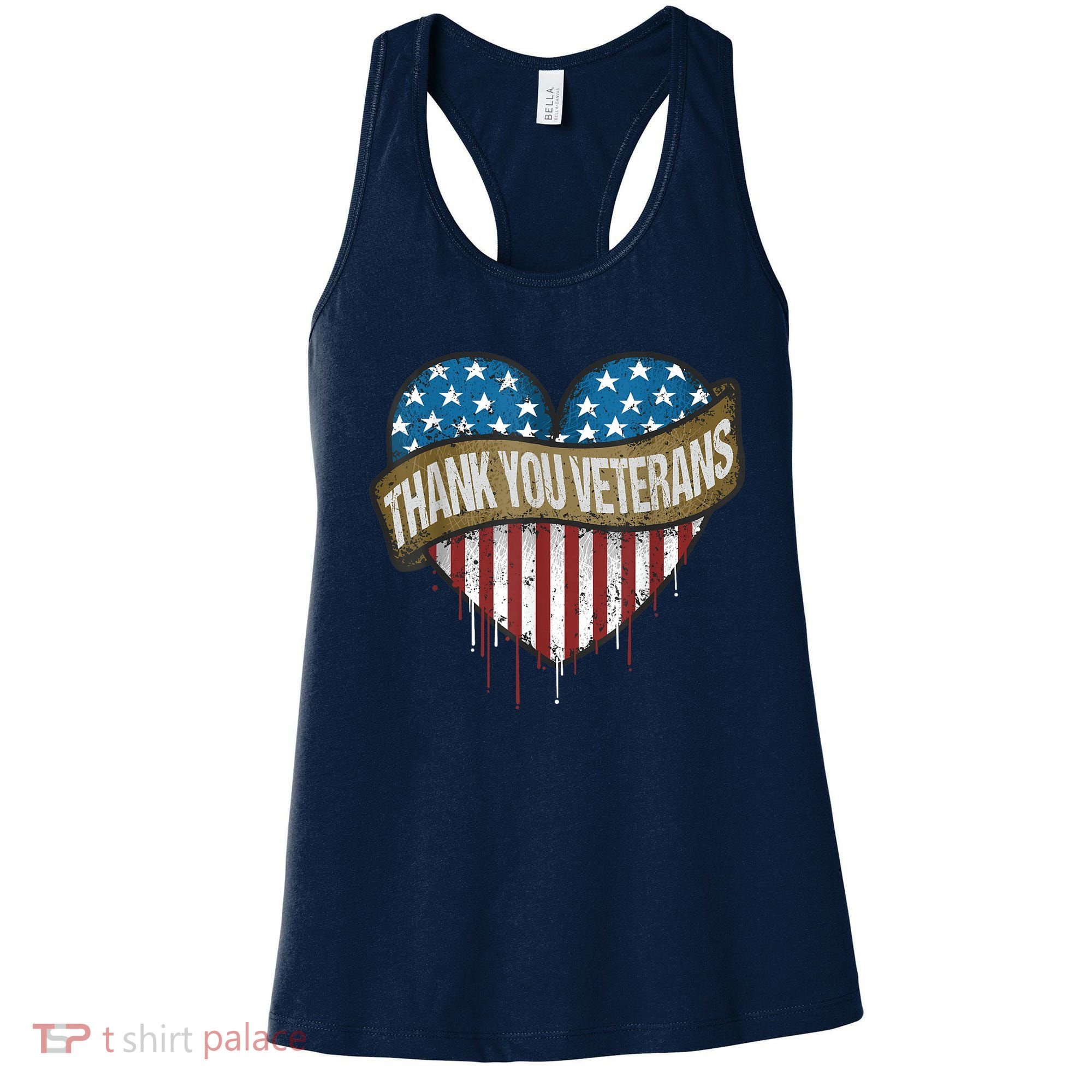 Thank You Veterans Day American Flag Heart Military Army Women's Tank Top