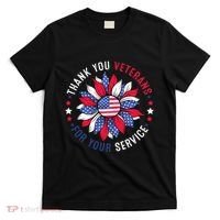 Thank You Veterans Sunflower Military Veterans Day Tribute T-Shirt thumb 0