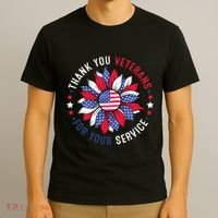 Thank You Veterans Sunflower Military Veterans Day Tribute T-Shirt thumb 3