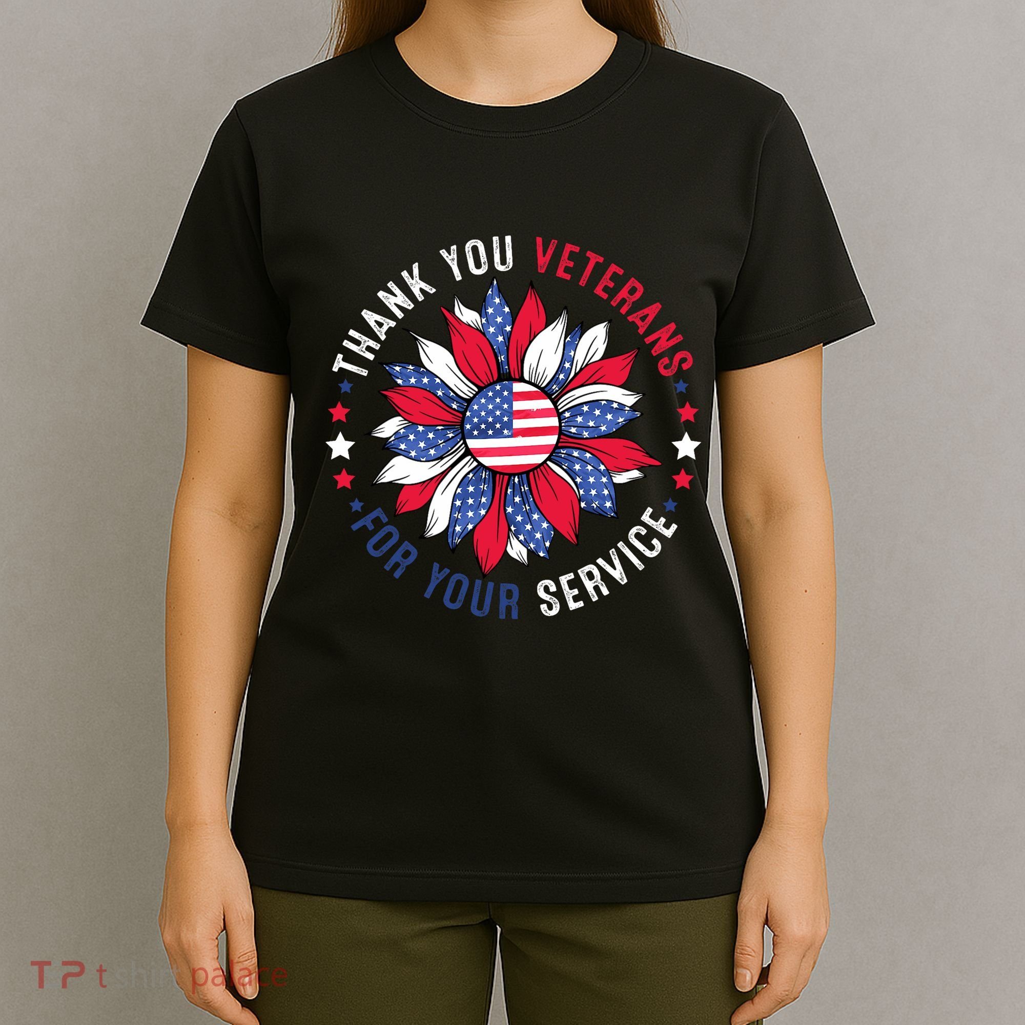Thank You Veterans Sunflower Military Veterans Day Tribute T-Shirt