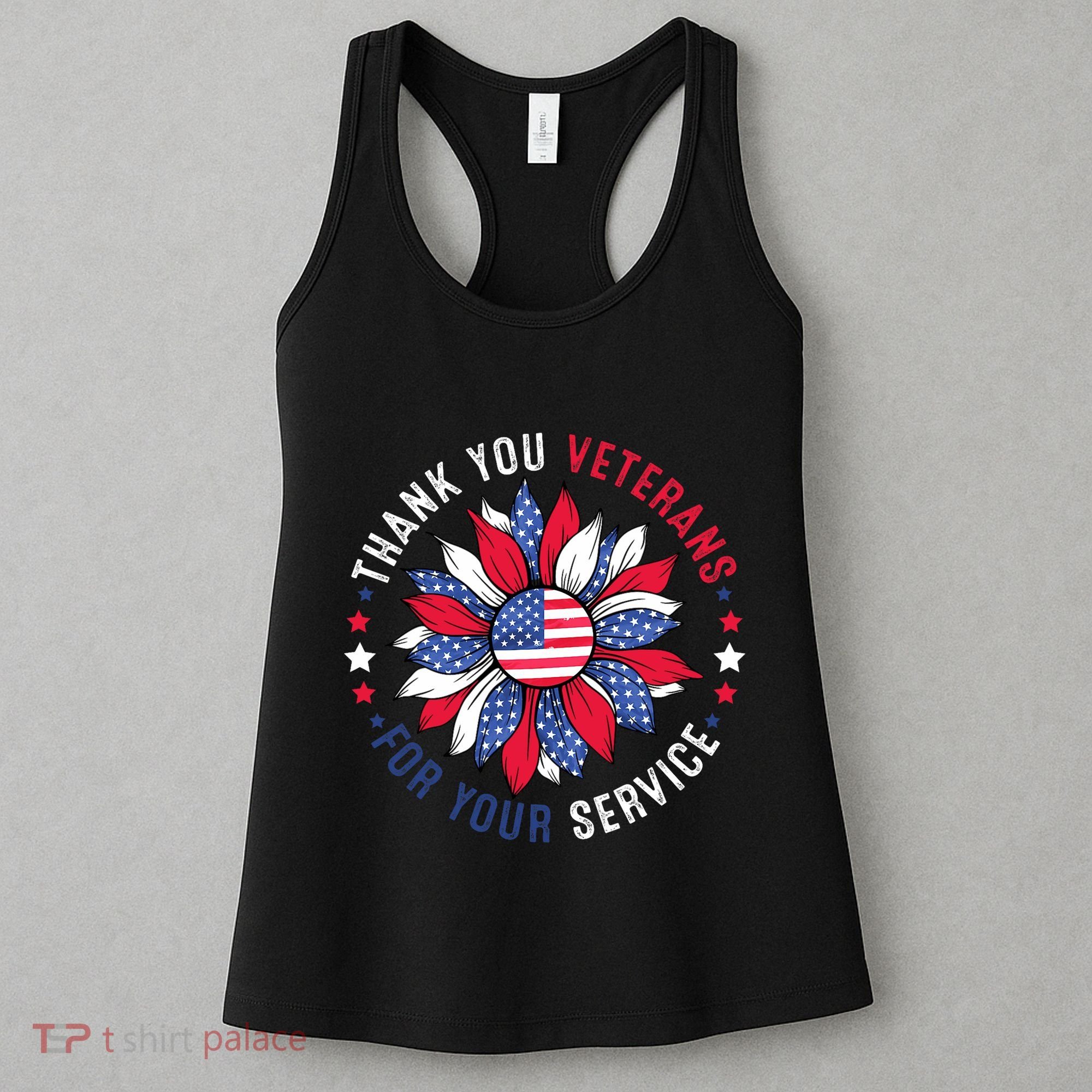 Thank You Veterans Sunflower Military Veterans Day Tribute Women's Tank Top