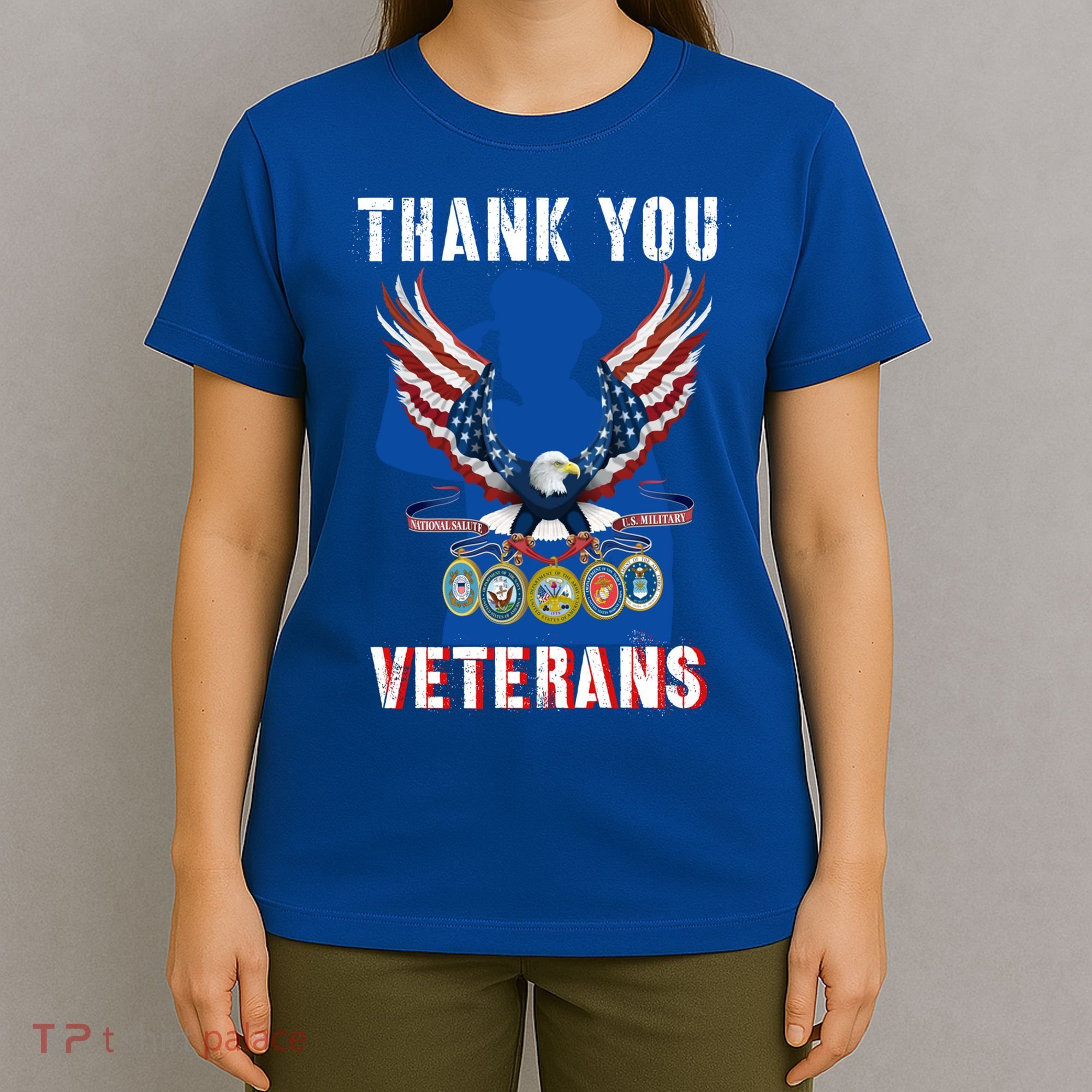Thank You Veterans Combat Veteran Day American Flag Gift T-Shirt