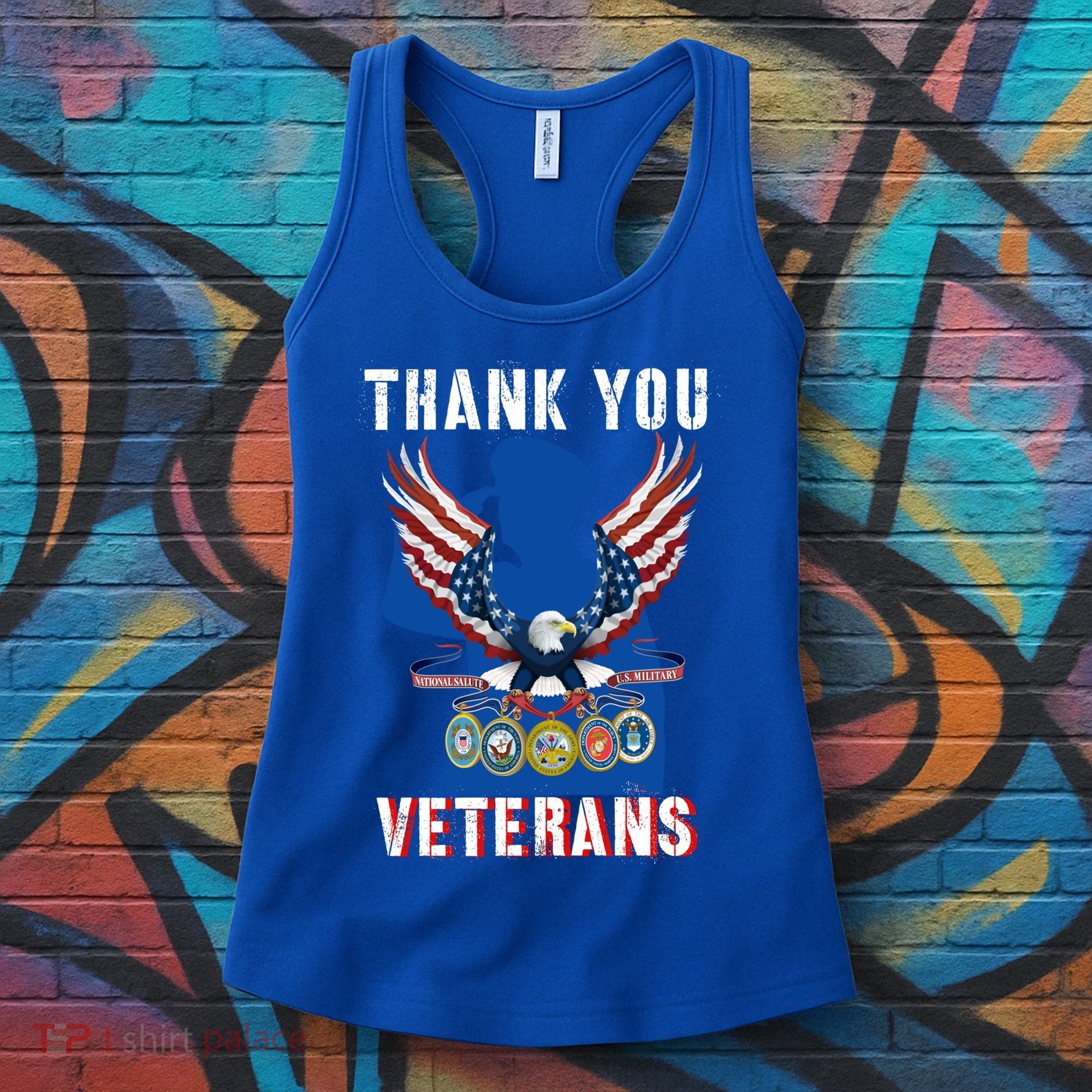 Thank You Veterans Combat Veteran Day American Flag Gift Women's Tank Top