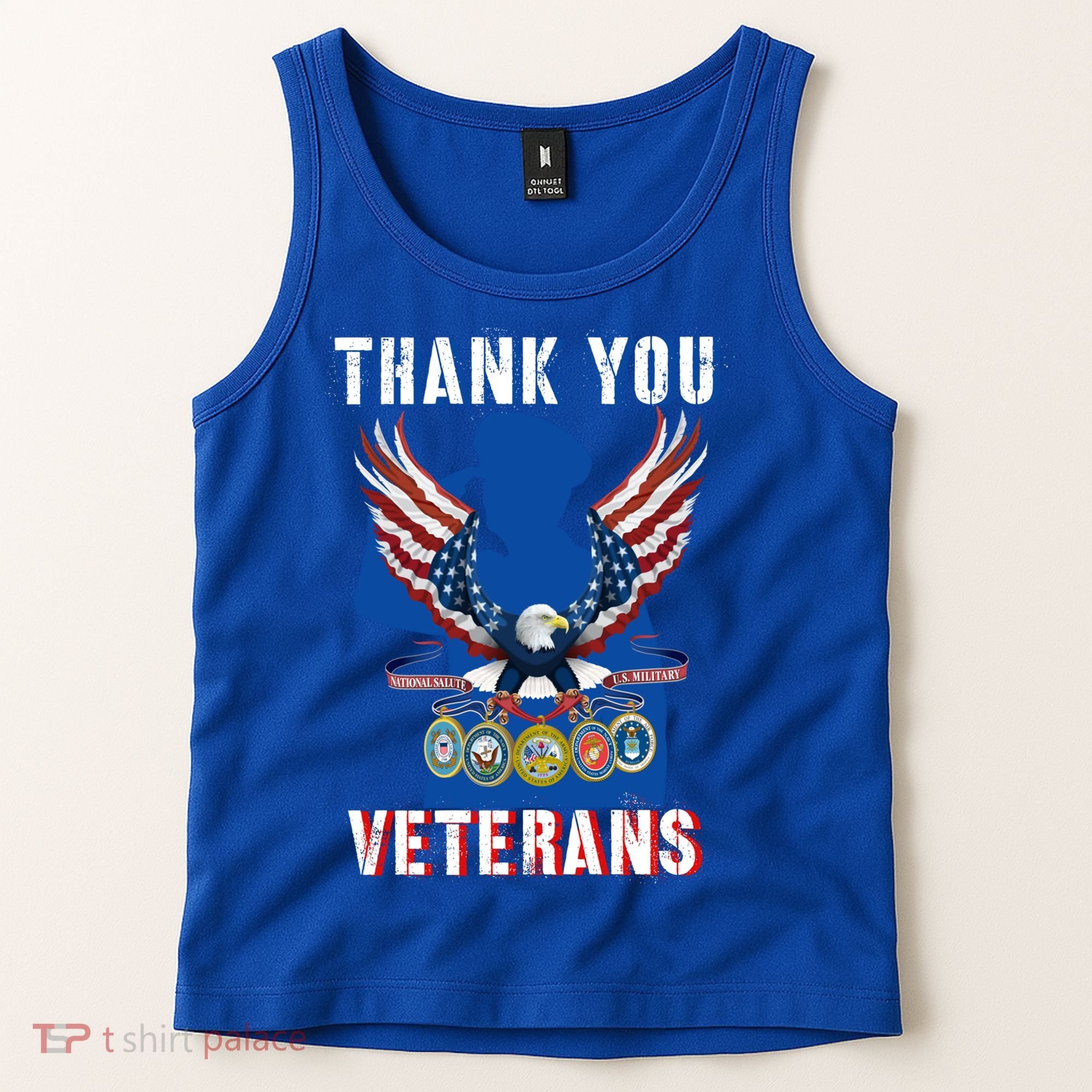 Thank You Veterans Combat Veteran Day American Flag Gift Tank Top