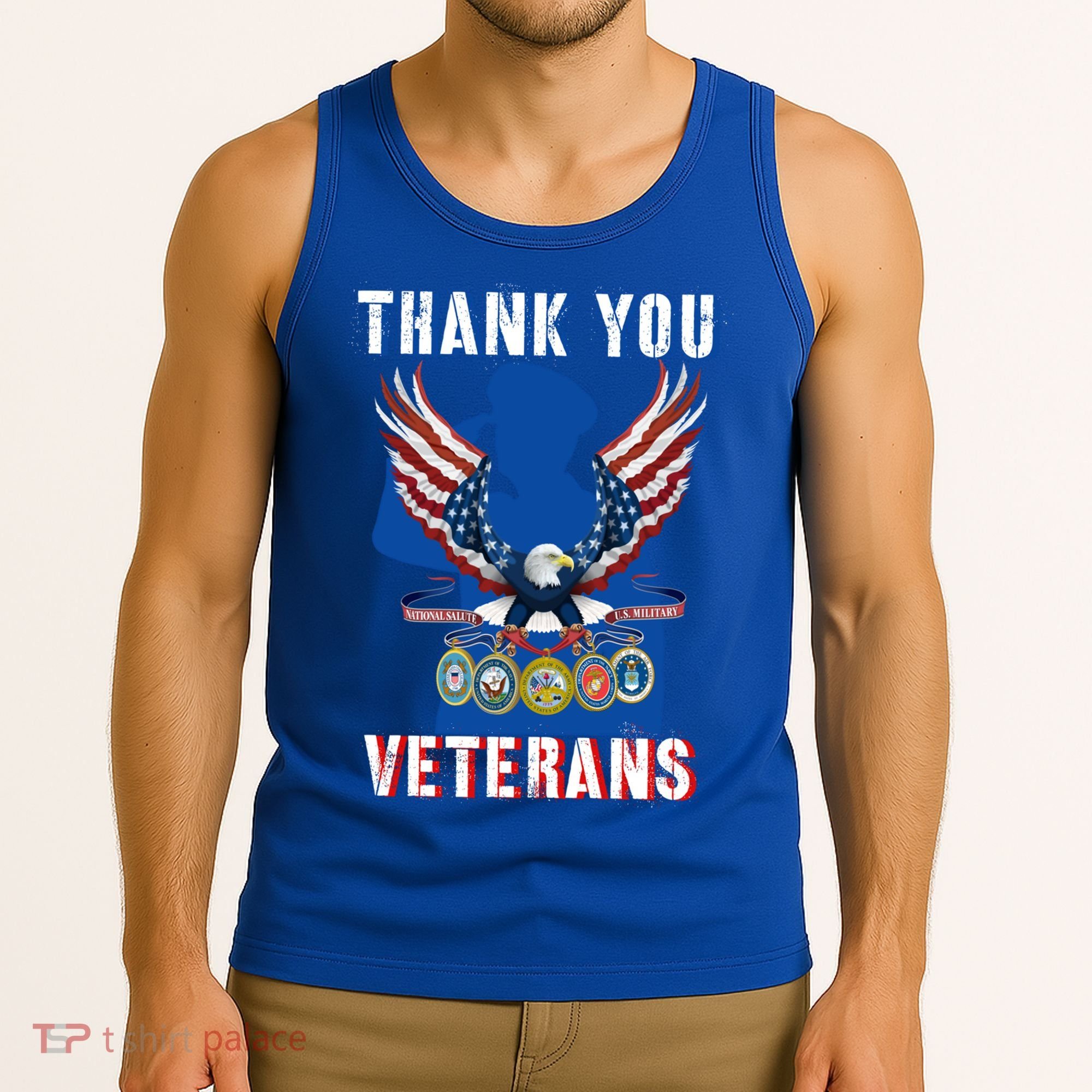 Thank You Veterans Combat Veteran Day American Flag Gift Tank Top