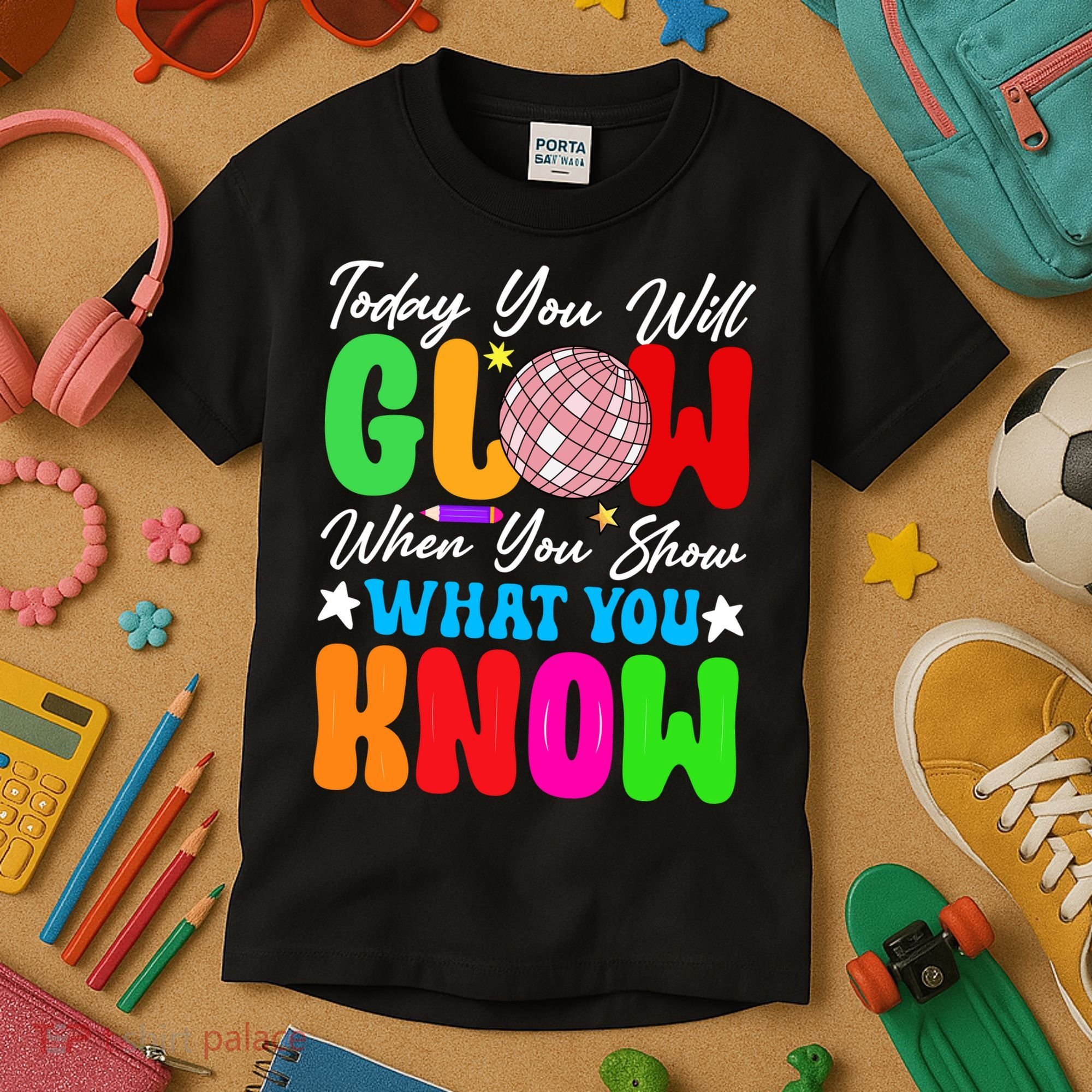 Today You Will Glow Teachers Day Test Day Testing Kids T-Shirt