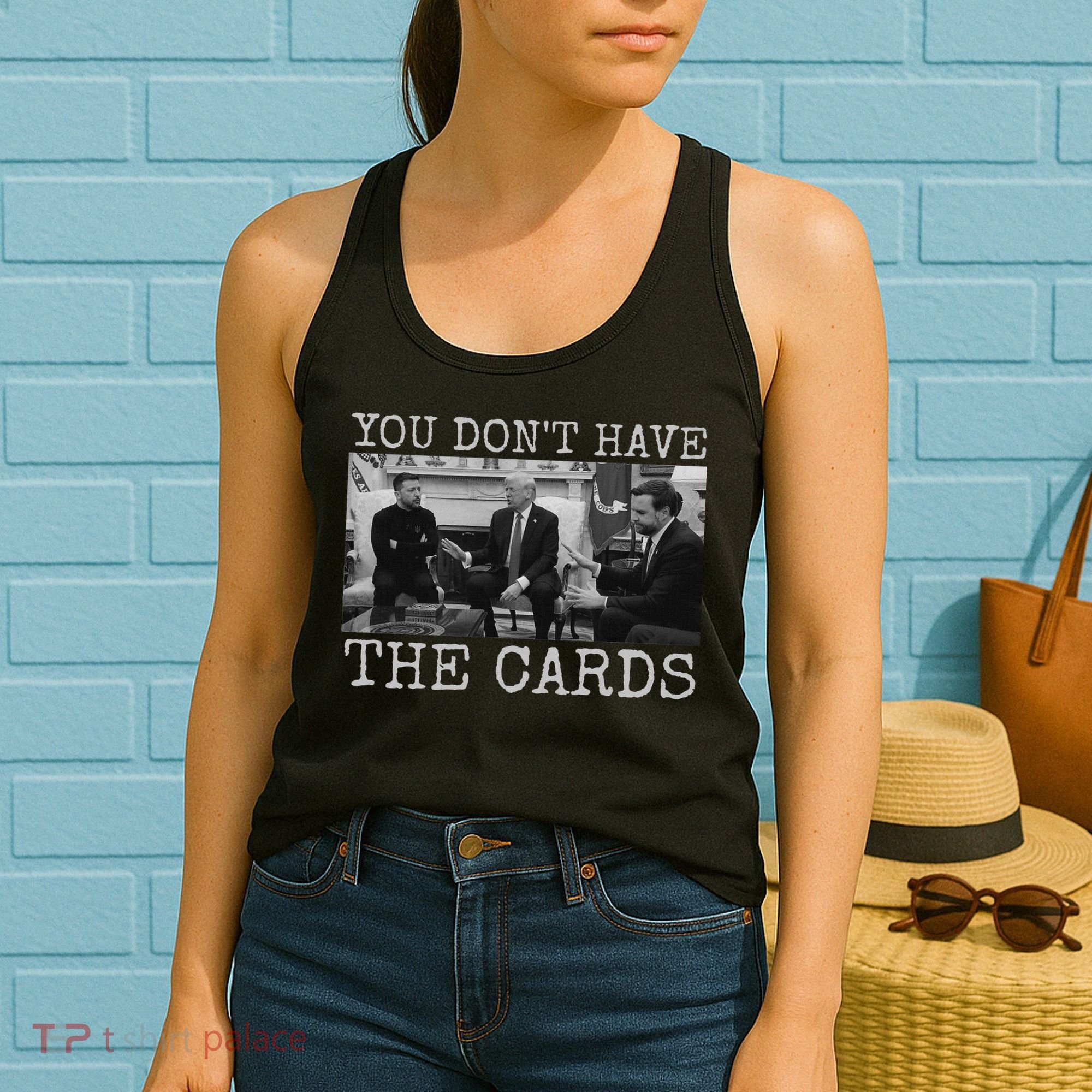 Trump Zelensky Retro You Don’T Have The Cards Funny Women's Tank Top