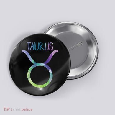 Taurus Zodiac Symbol Astrology Bull Earth Sign Button