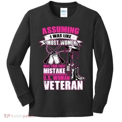 U.S. Woman Veteran Kids Long Sleeve Shirt