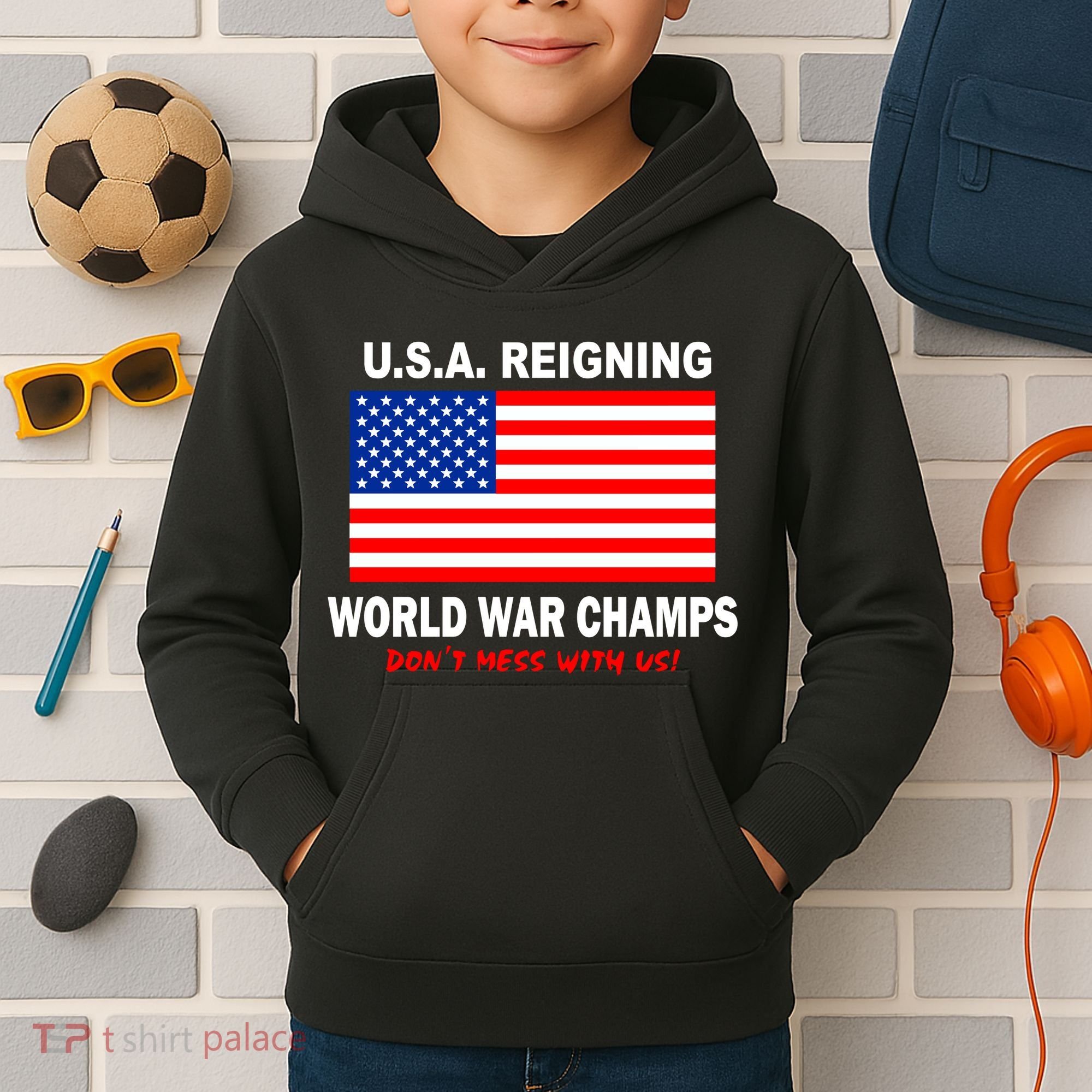 U.S.A. Reigning World War Champs Kids Hoodie