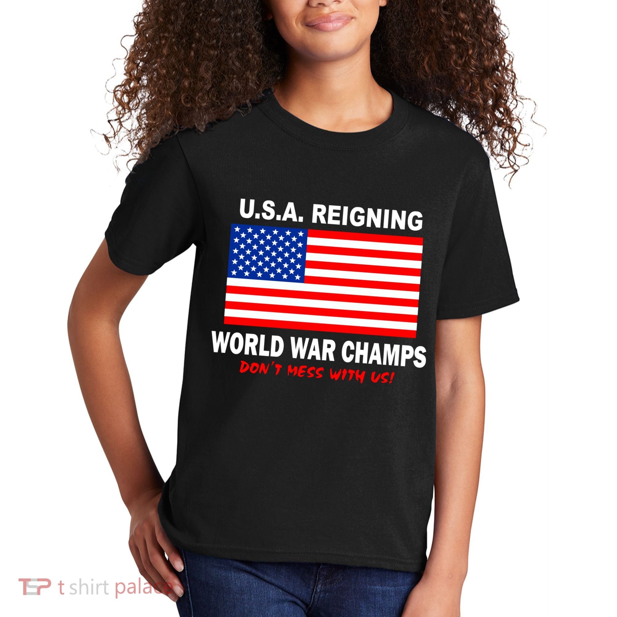 U.S.A. Reigning World War Champs Kids T-Shirt