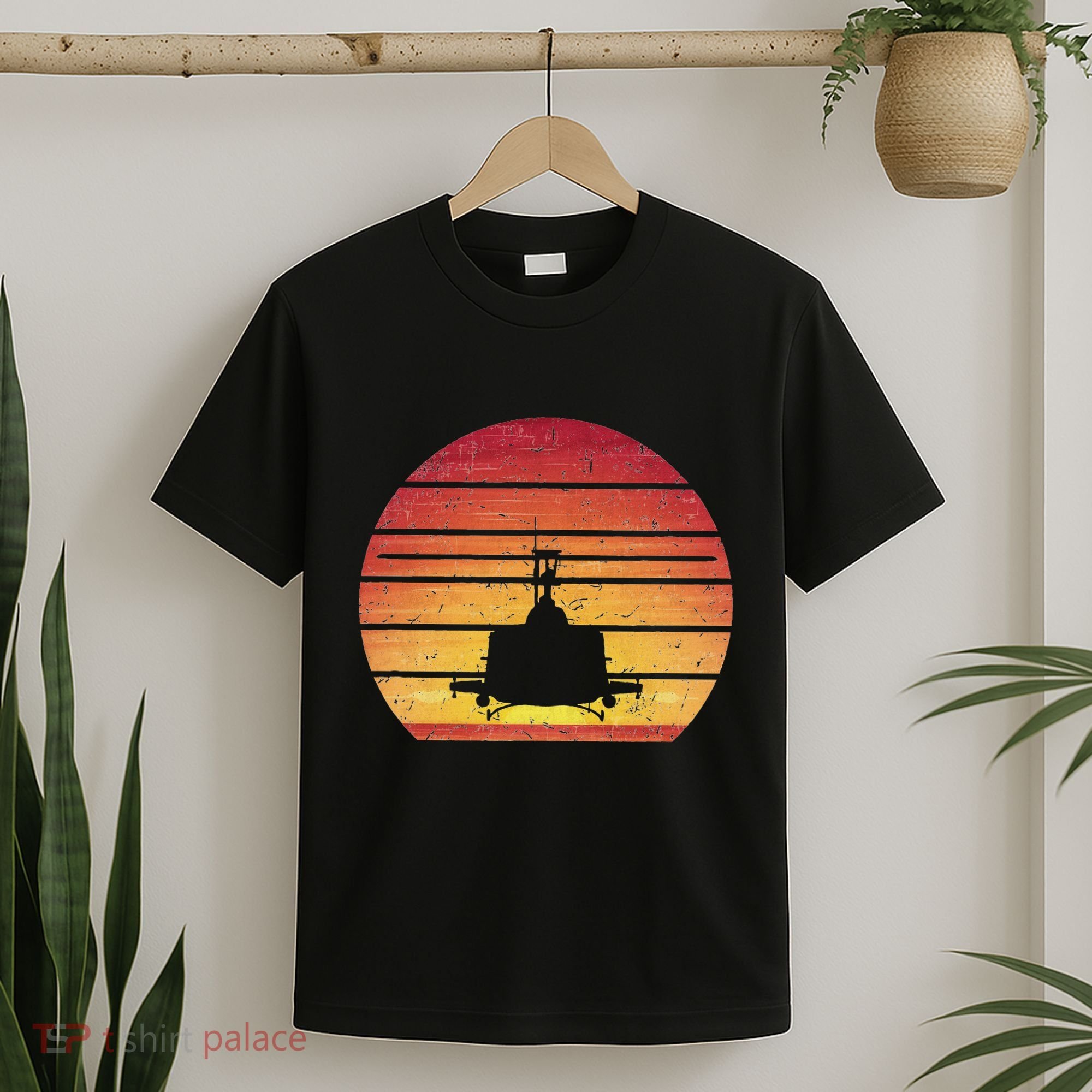 Uh 1 Huey Retro Helicopter Vintage Style Vietnam Chopper T-Shirt
