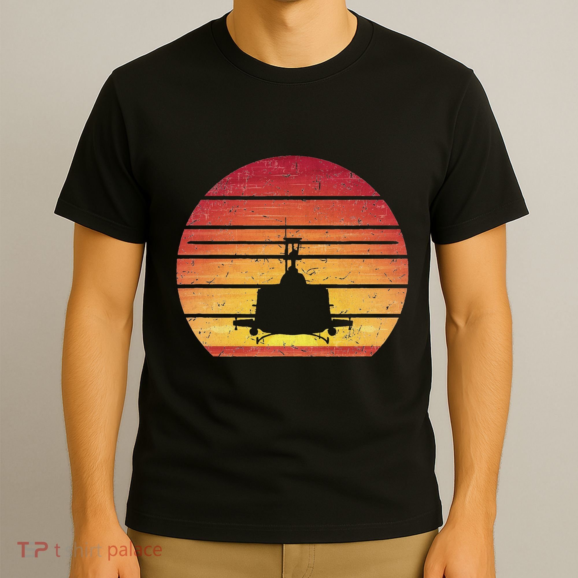 Uh 1 Huey Retro Helicopter Vintage Style Vietnam Chopper T-Shirt