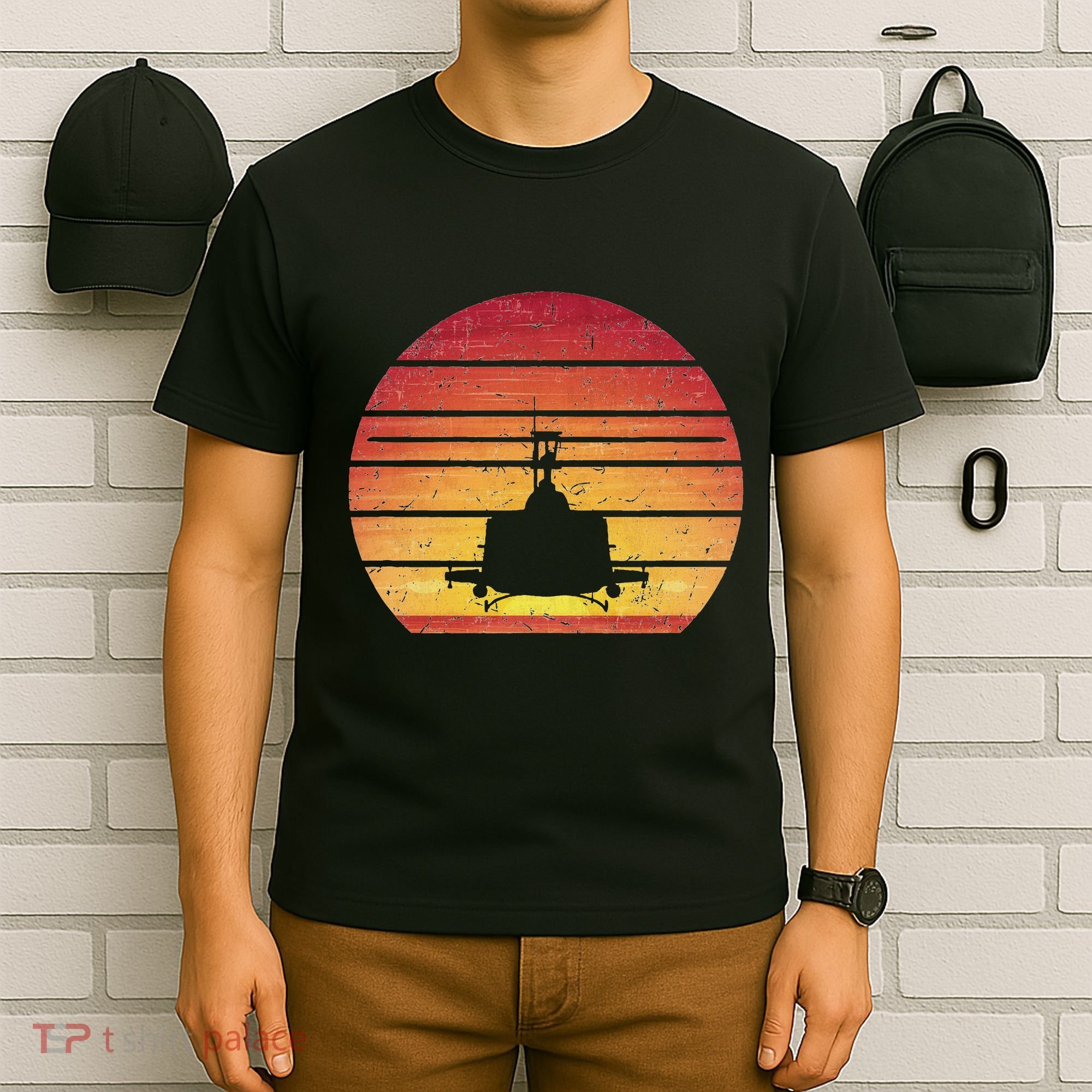 Uh 1 Huey Retro Helicopter Vintage Style Vietnam Chopper T-Shirt