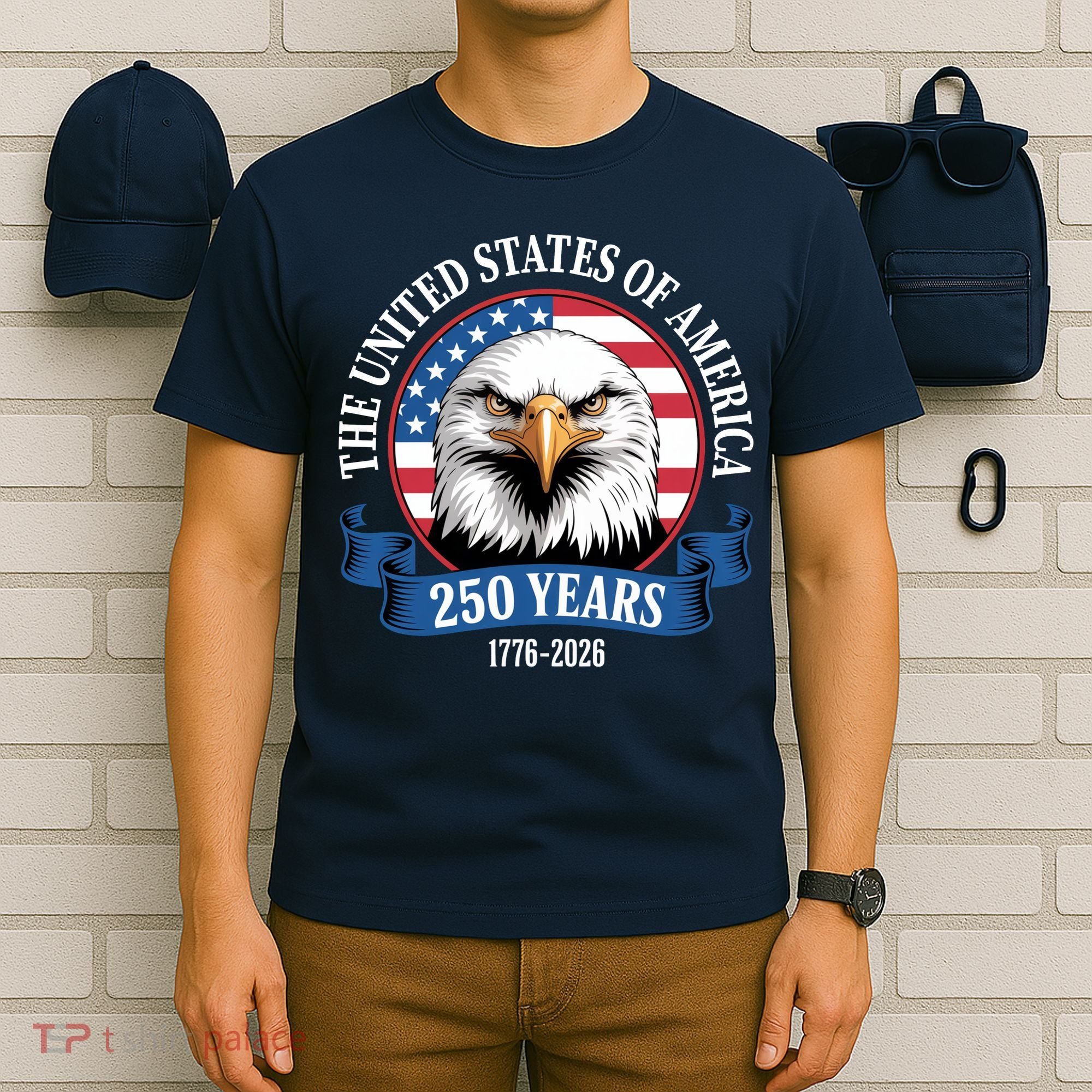 USA 250 Years Bald Eagle Patriotic 250th Anniversary T-Shirt