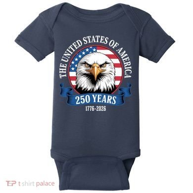USA 250 Years Bald Eagle Patriotic 250th Anniversary Baby Bodysuit