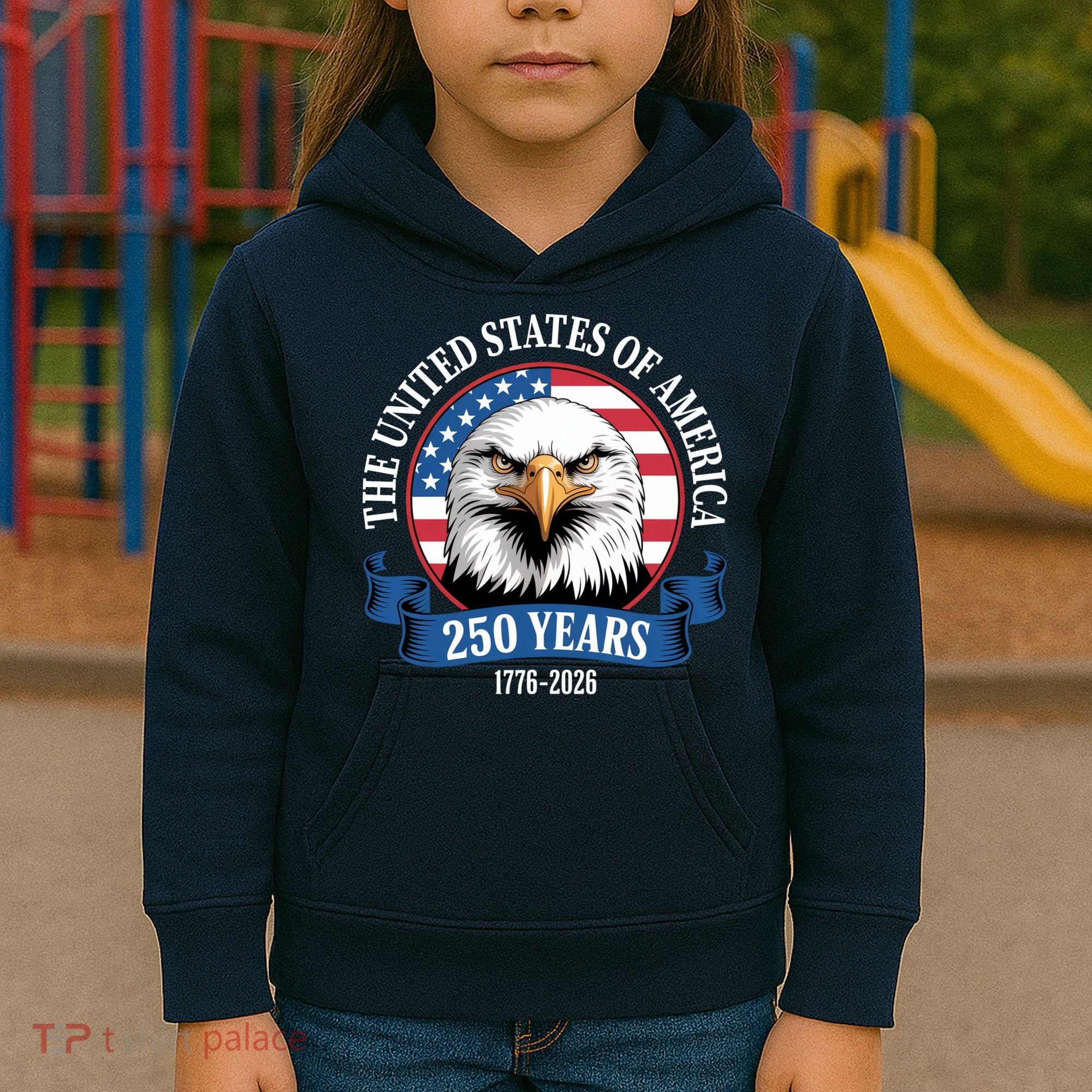 USA 250 Years Bald Eagle Patriotic 250th Anniversary Kids Hoodie