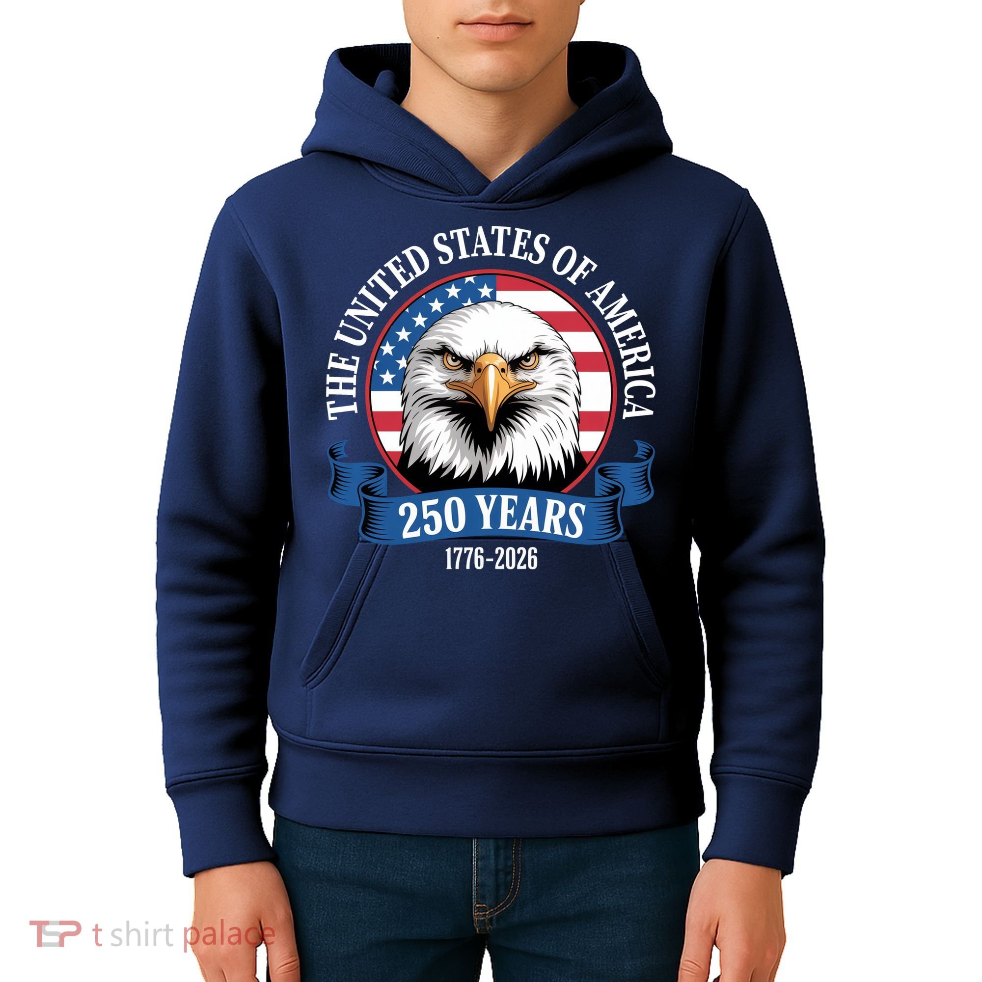 USA 250 Years Bald Eagle Patriotic 250th Anniversary Kids Hoodie