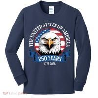 USA 250 Years Bald Eagle Patriotic 250th Anniversary Kids Long Sleeve Shirt thumb 0