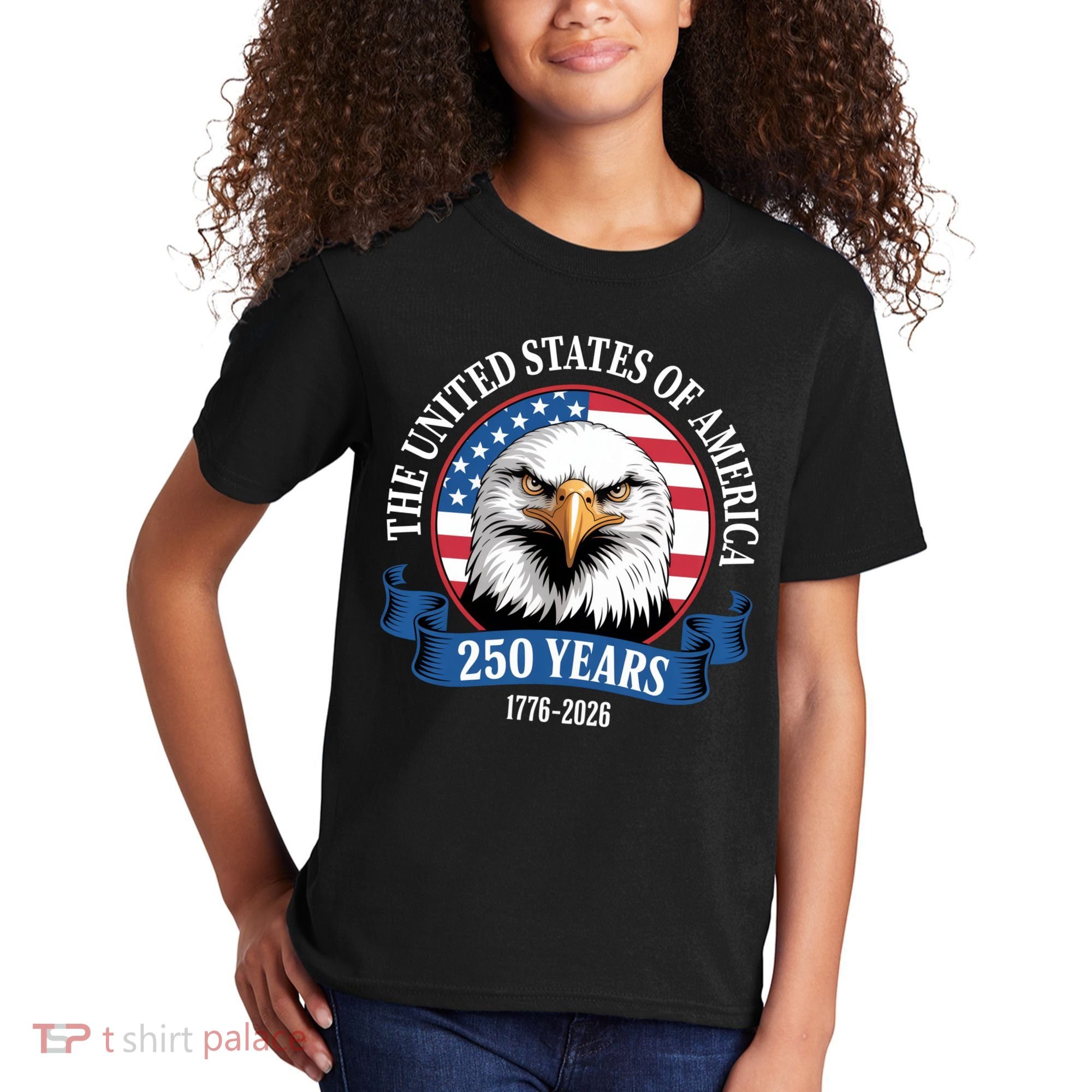 USA 250 Years Bald Eagle Patriotic 250th Anniversary Kids T-Shirt