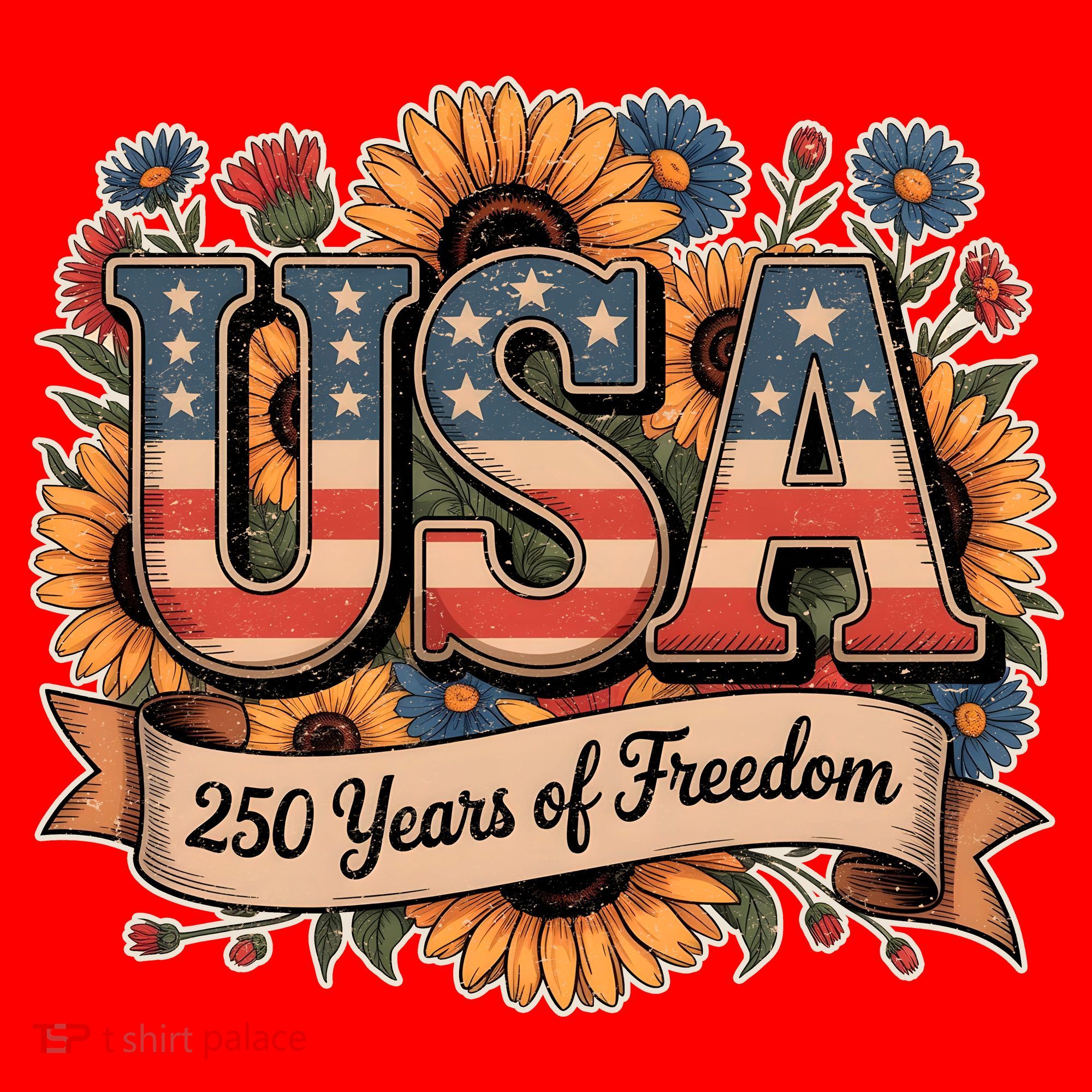 USA 250 Year Of Freedom Sunflowers T-Shirt