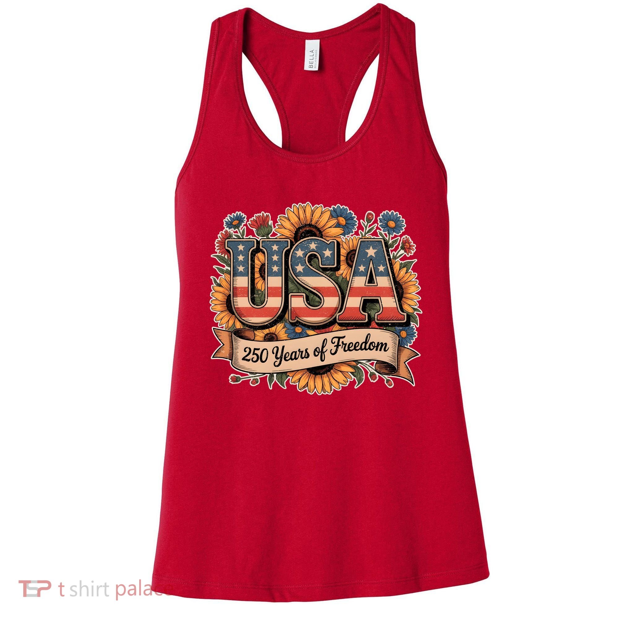 USA 250 Year Of Freedom Sunflowers Women's Tank Top