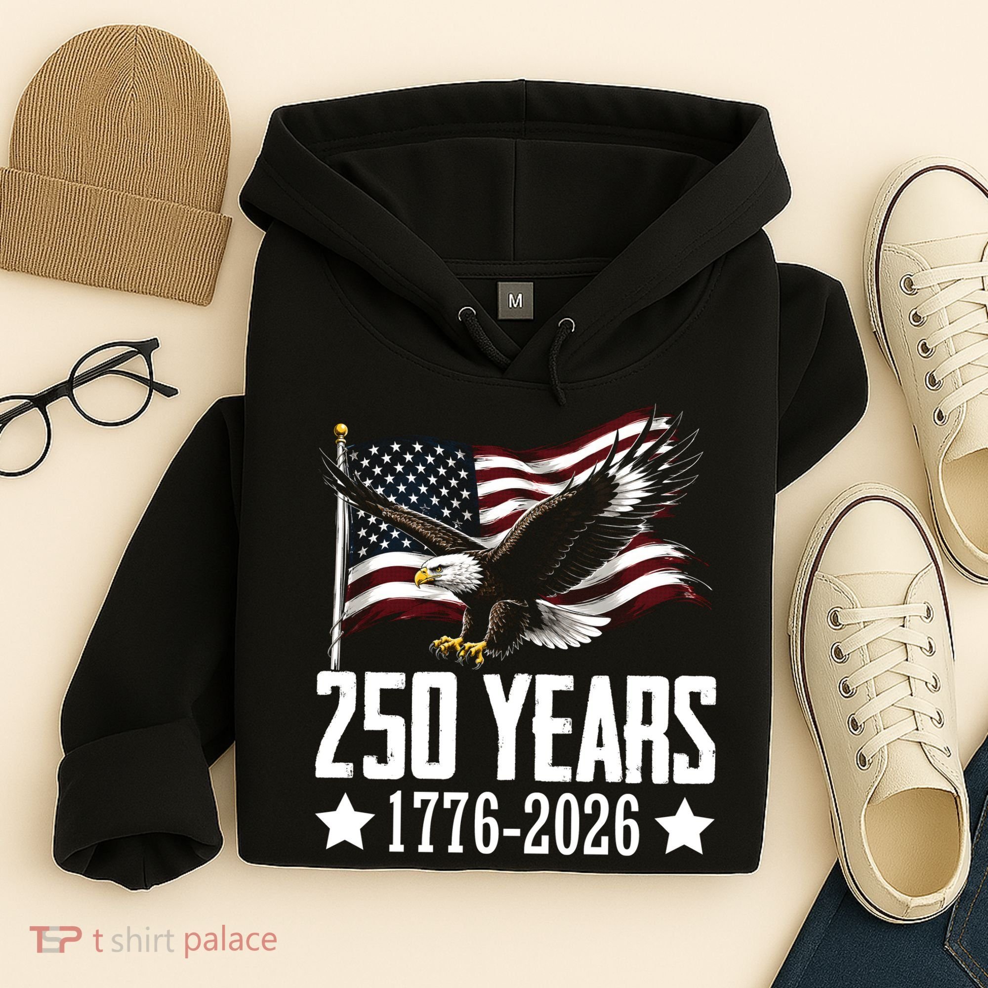 USA 250 Years Eagle 1776-2026 Flag Hoodie
