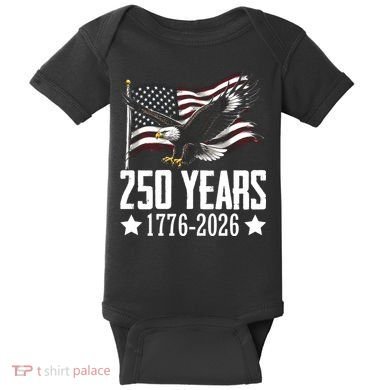 USA 250 Years Eagle 1776-2026 Flag Baby Bodysuit