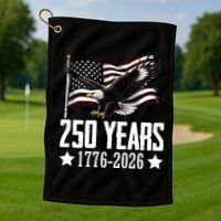 USA 250 Years Eagle 1776-2026 Flag Golf Towel thumb 1