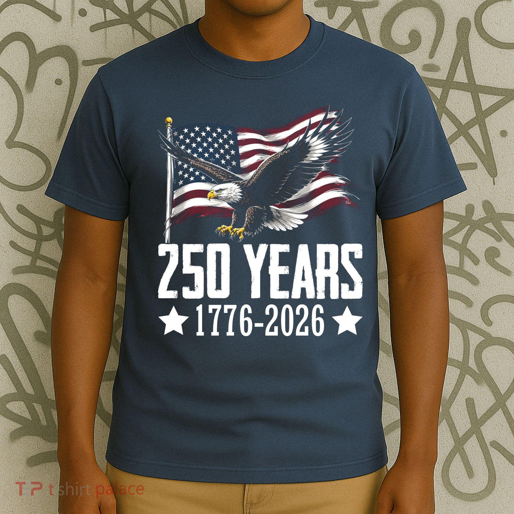 USA 250 Years Eagle 1776-2026 Flag T-Shirt