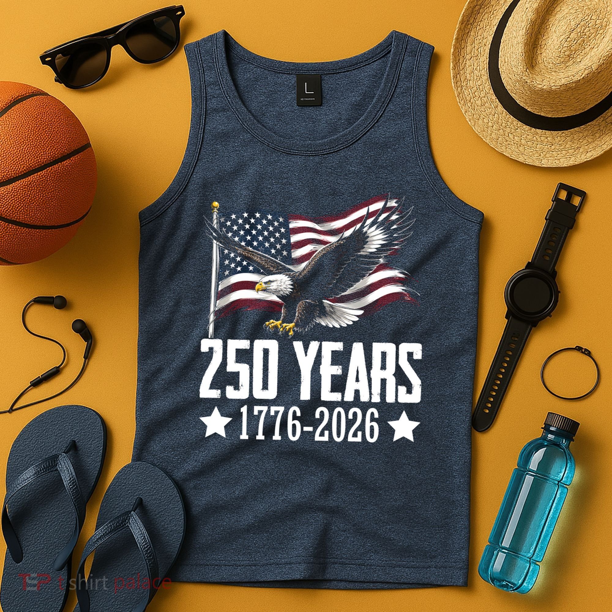 USA 250 Years Eagle 1776-2026 Flag Tank Top
