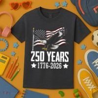 USA 250 Years Eagle 1776-2026 Flag Kids T-Shirt thumb 3