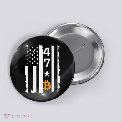 Usa 47th Flag Bitcoin Design – Trump Crypto Supporter Button