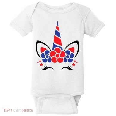 Unicorn 4th Of July Baby Bodysuit