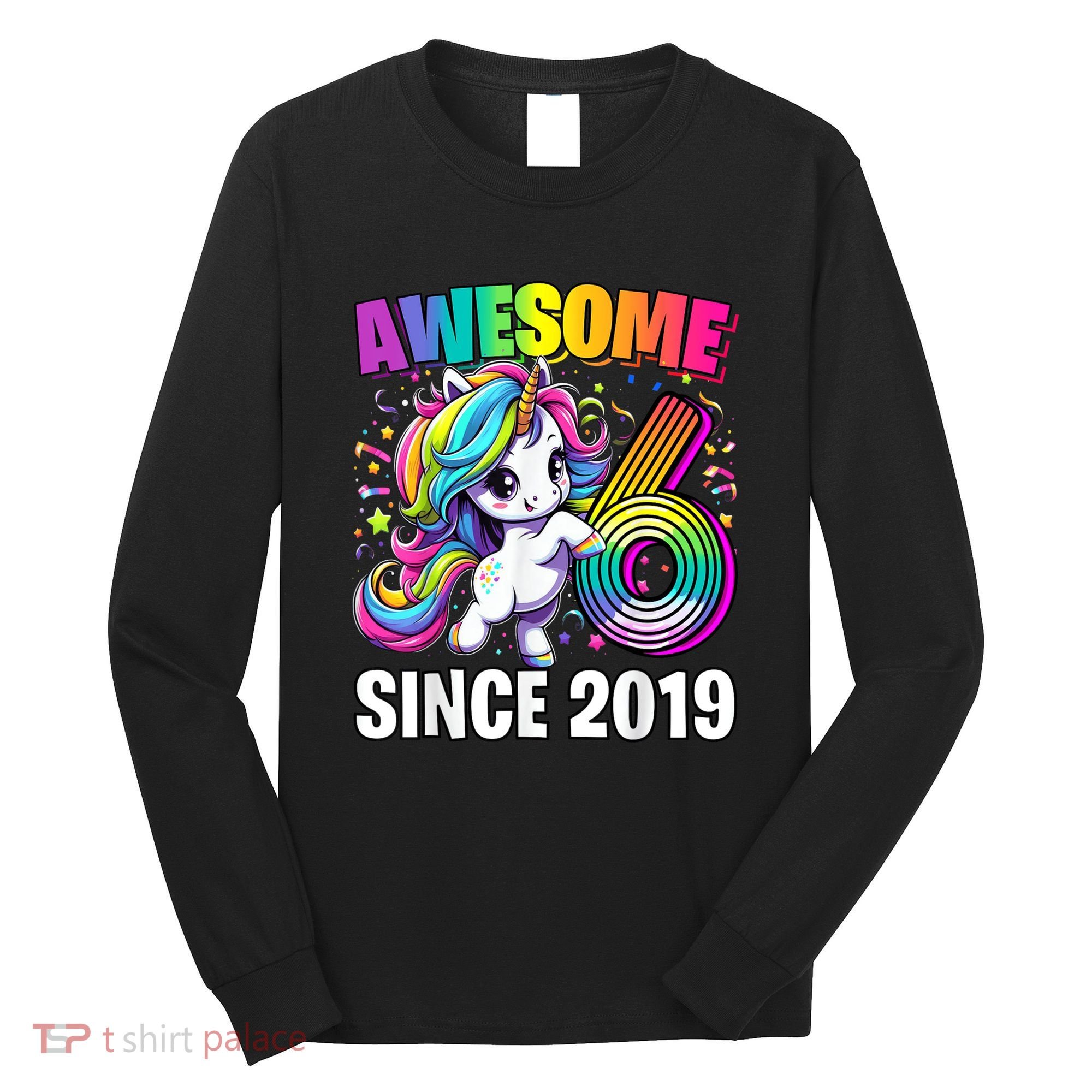 Unicorn 6th Birthday 6 Year Old Unicorn Party Long Sleeve Shirt