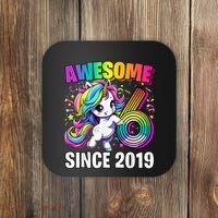 Unicorn 6th Birthday 6 Year Old Unicorn Party Coaster thumb 0