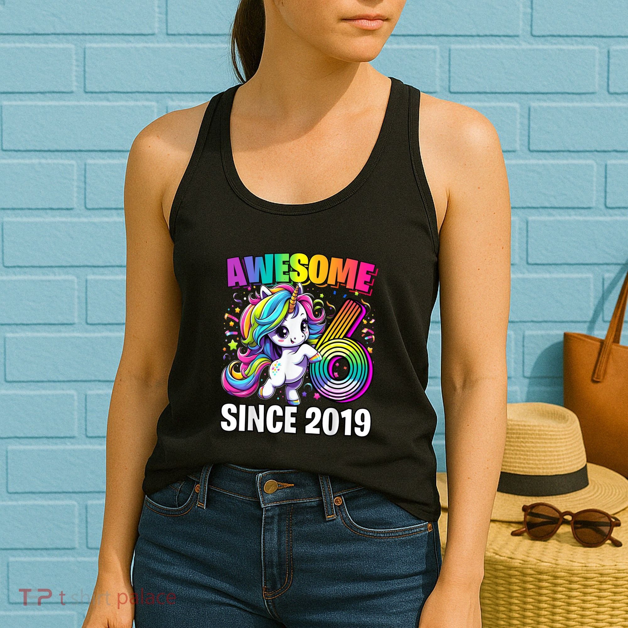 Unicorn 6th Birthday 6 Year Old Unicorn Party Women's Tank Top