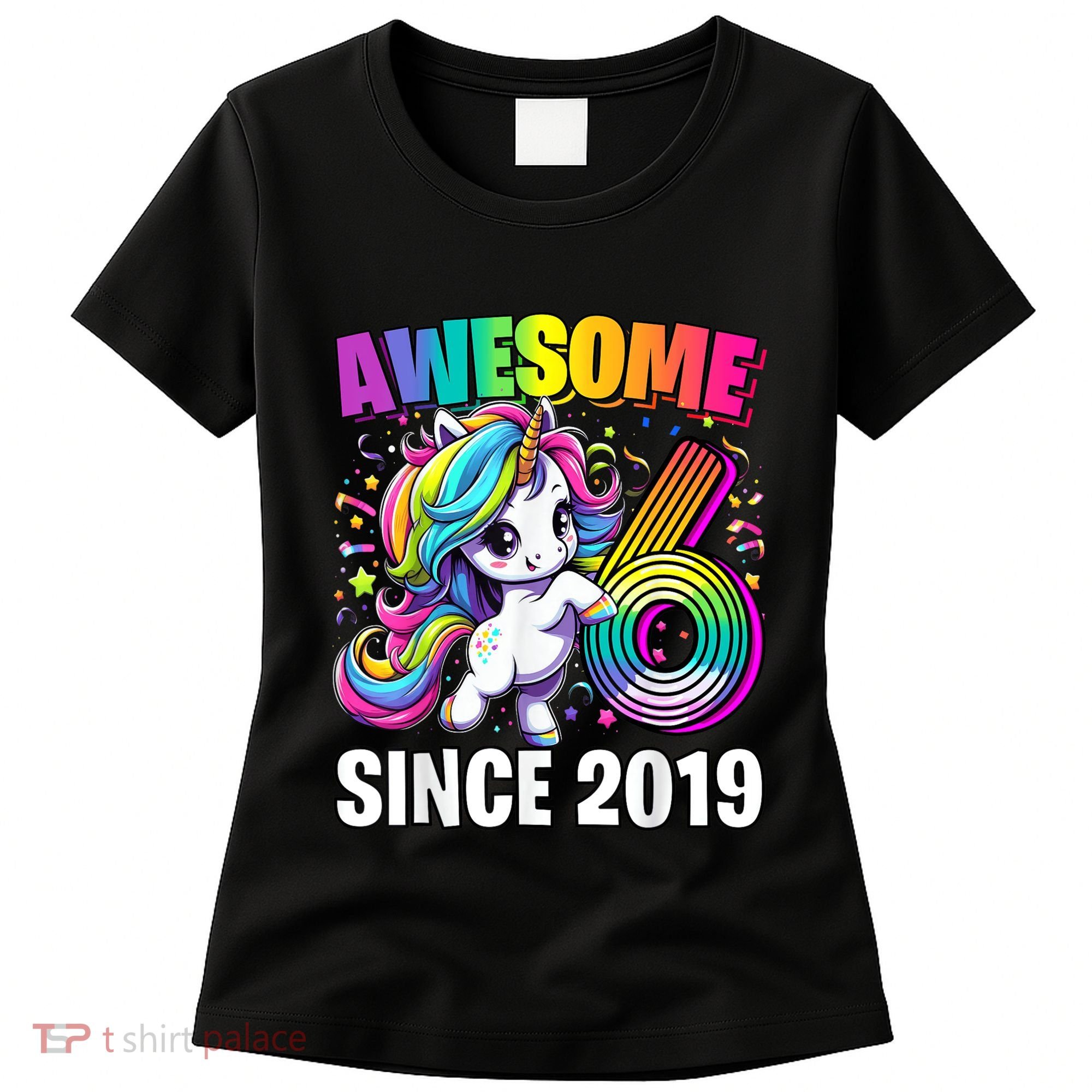 Unicorn 6th Birthday 6 Year Old Unicorn Party Women's T-Shirt