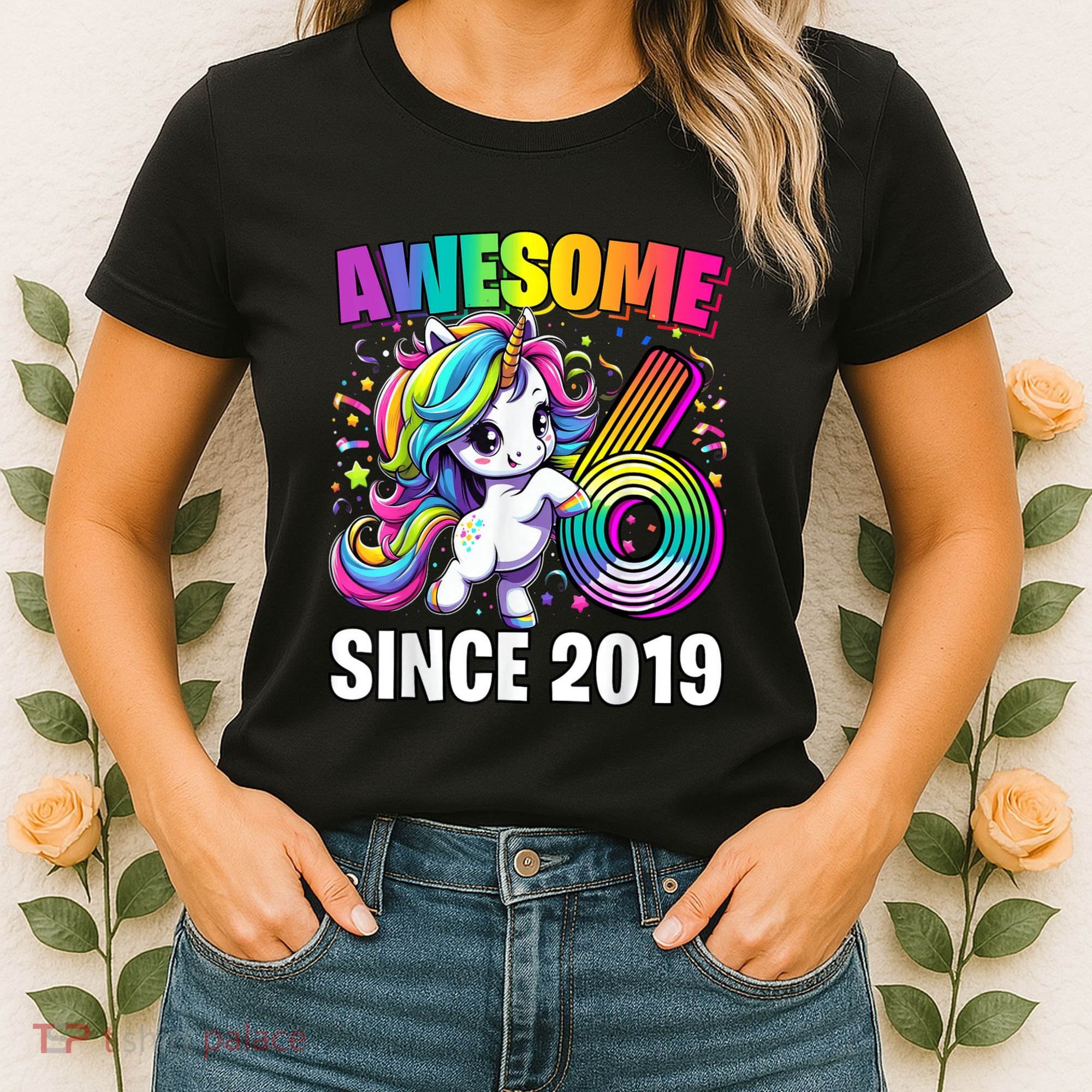 Unicorn 6th Birthday 6 Year Old Unicorn Party Women's T-Shirt