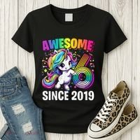 Unicorn 6th Birthday 6 Year Old Unicorn Party Women's T-Shirt thumb 3