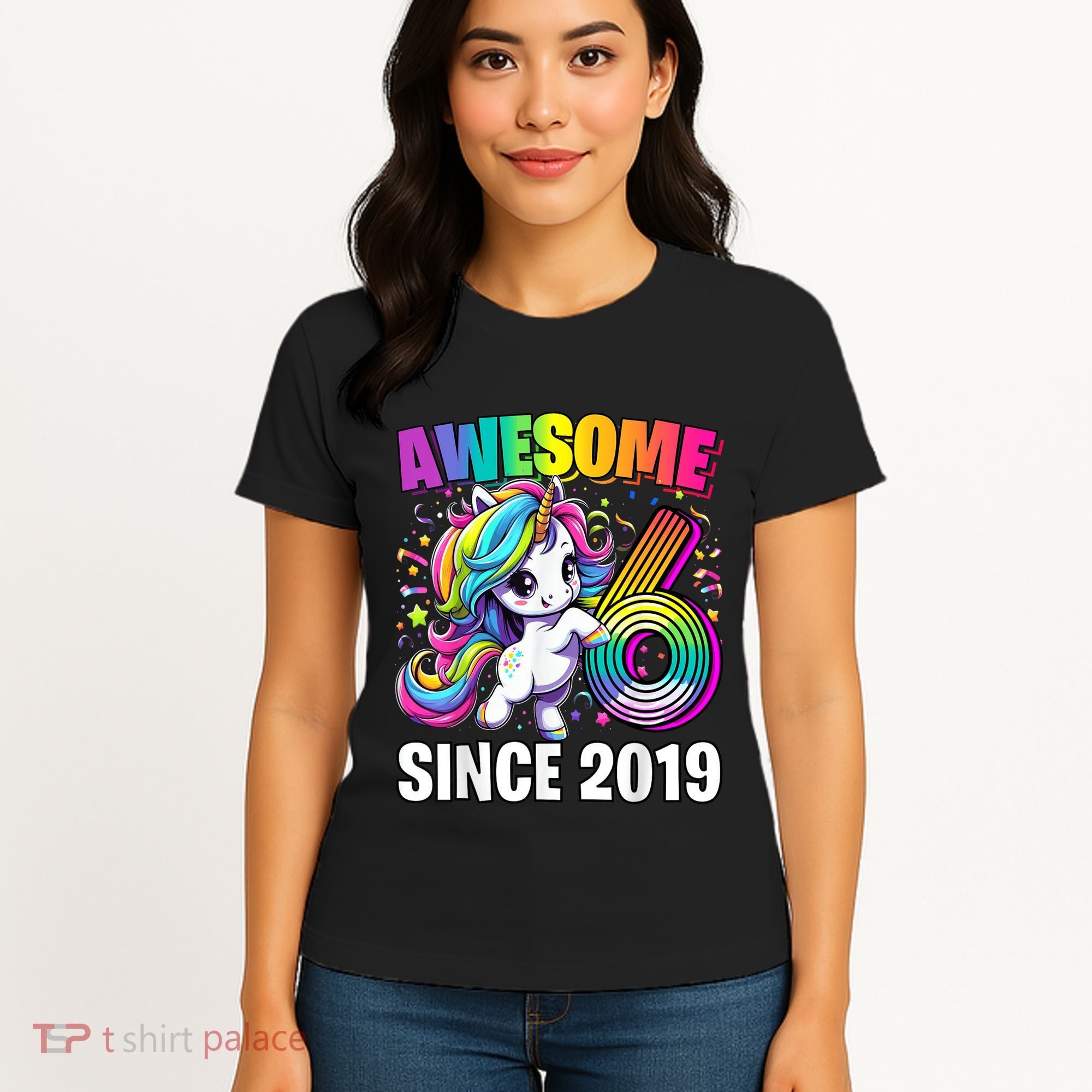 Unicorn 6th Birthday 6 Year Old Unicorn Party Women's T-Shirt