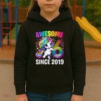 Unicorn 6th Birthday 6 Year Old Unicorn Party Kids Hoodie thumb 3