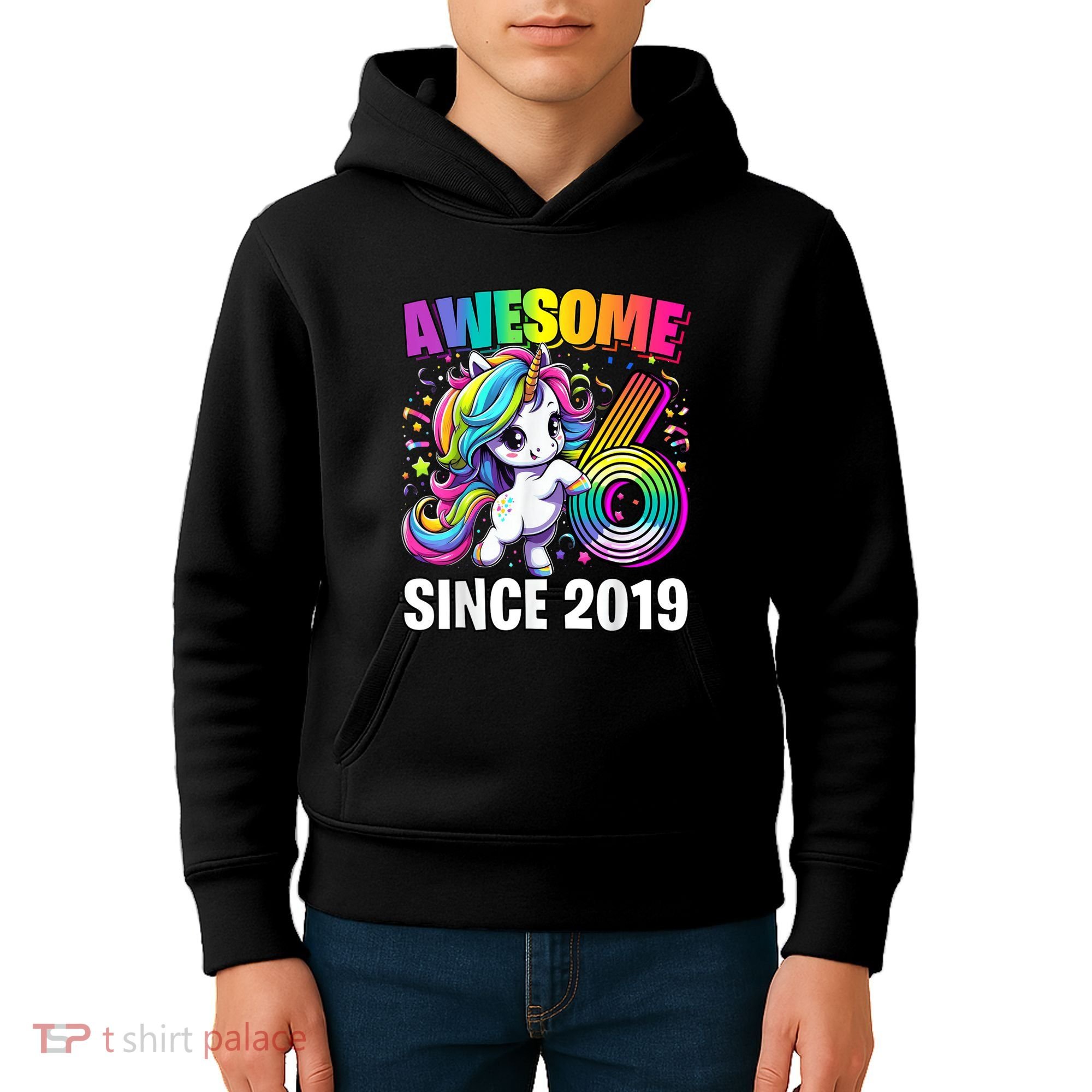 Unicorn 6th Birthday 6 Year Old Unicorn Party Kids Hoodie