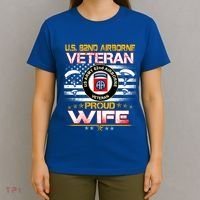 Us 82nd Airborne Veteran Proud Wife Us Flag Patriotic Gift T-Shirt thumb 4